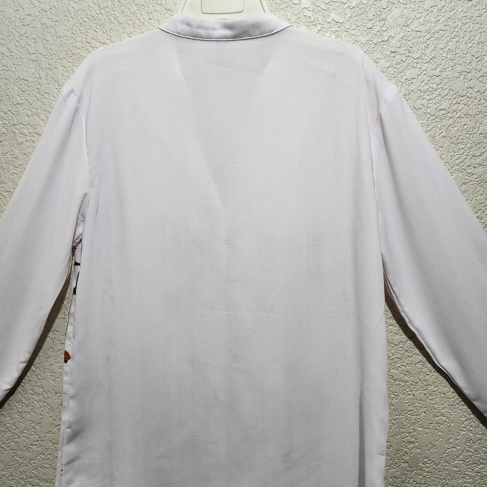 Noracora White 3/4 Sleeve Embellished Button Down Shirt (Unbranded) - Picture 5 of 10